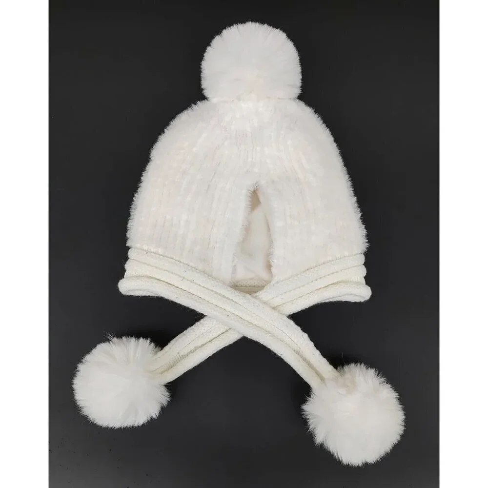 Women Baise Winter Sherpa Beanie Hats Knit Ear Flaps Peruvian Cover Ears